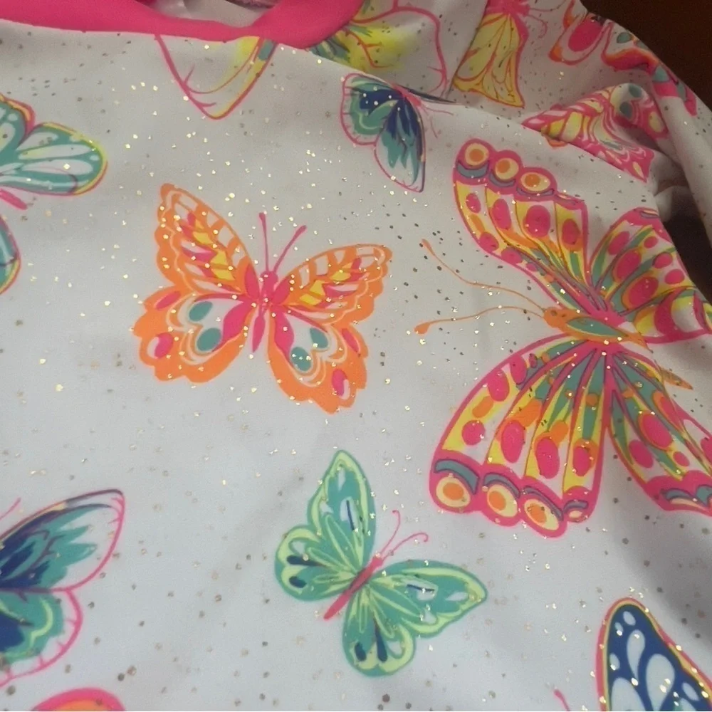 Betsey Johnson Baby Toddler Girl 12M 2 Pc Rash Guard Tankini Swimsuit Butterfly